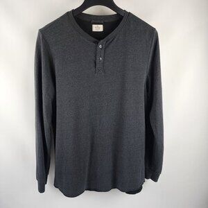 Marine Layer Shirt Mens Large Charcoal Gray L/S Henley